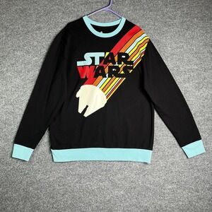Disney Star Wars Retro Sweatshirt Black Millennium Falcon Crewneck‎ XL
